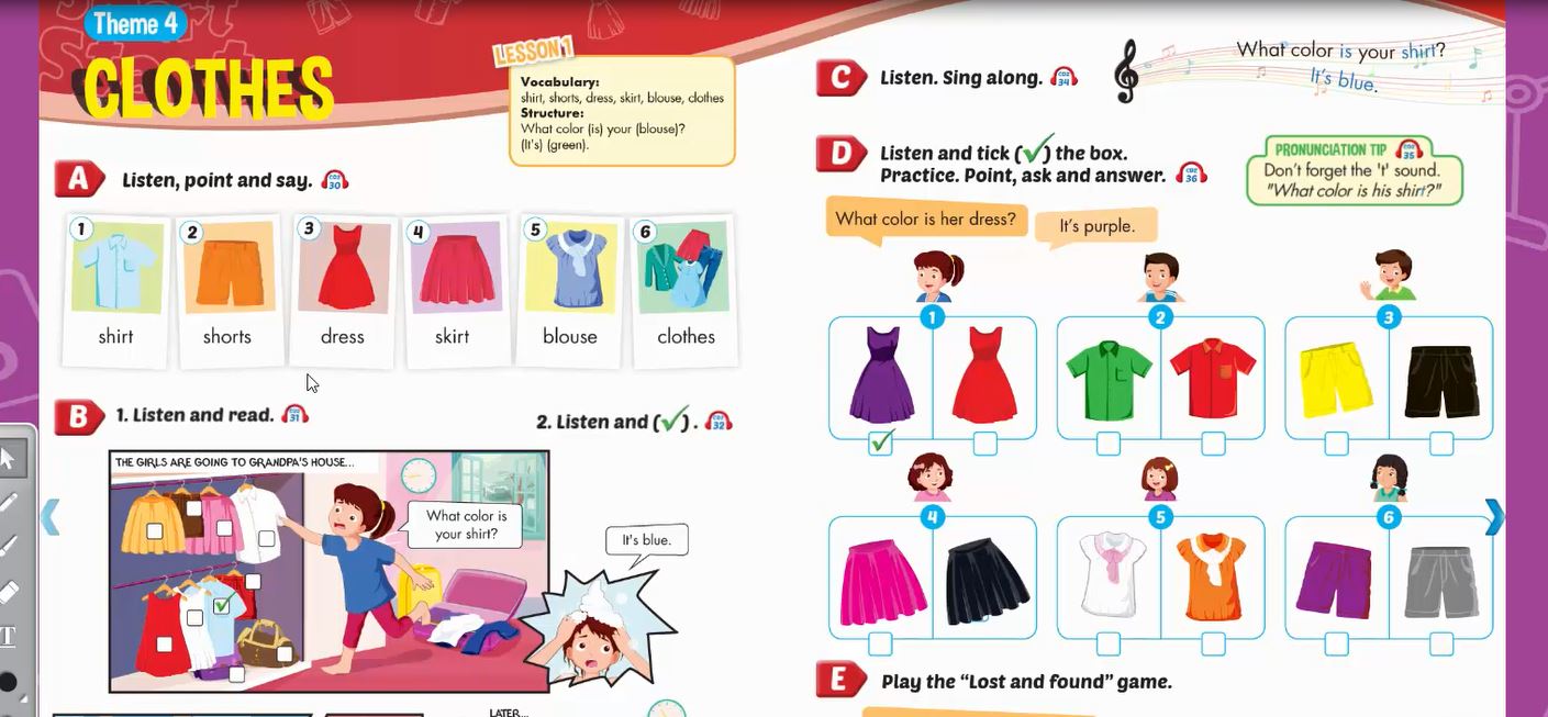 Smart Start Grade 4 - Theme 4: Clothes - Tiếng Anh lớp 4 bài 4
