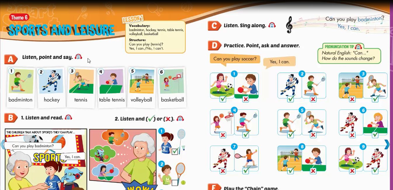 Smart Start Grade 4 - Theme 6: Sports and Leisure - Tiếng Anh lớp 4 bài 6